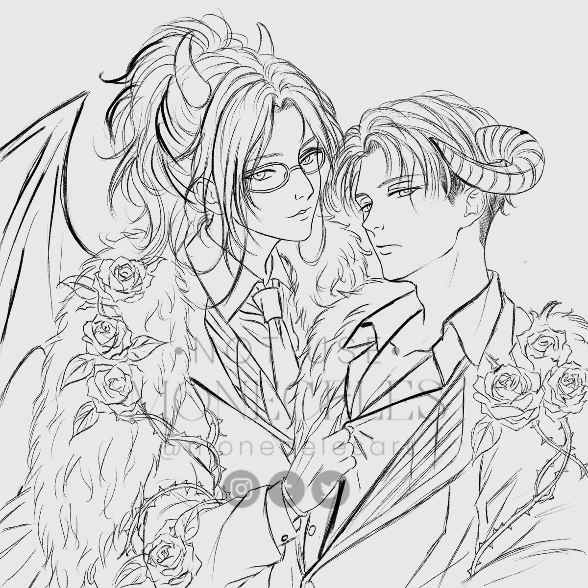 moneceles's tweet photo. Wip devils #levihan https://t.co/p8vIA8aC71