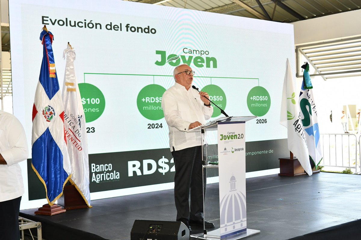 bagricolaRD's tweet photo. Hoy dimos un paso trascendental para seguir asegurando el relevo generacional del campo dominicano con el lanzamiento de Campo Joven 2.0, encabezado por la vicepresidenta de la República, Raquel Peña.

Esta nueva etapa fortalece el programa con la ampliación de su fondo, su conversión en un fondo revolvente para garantizar su sostenibilidad e incorpora nuevas oportunidades de formación especializada e intercambio internacional para la juventud rural.

Seguimos sembrando oportunidades para que más jóvenes hagan del campo su proyecto de vida y contribuyan al desarrollo agropecuario de la República Dominicana. 🌱

#CampoJoven2 #BancoAgrícolaRD #JuventudRural #AgriculturaRD