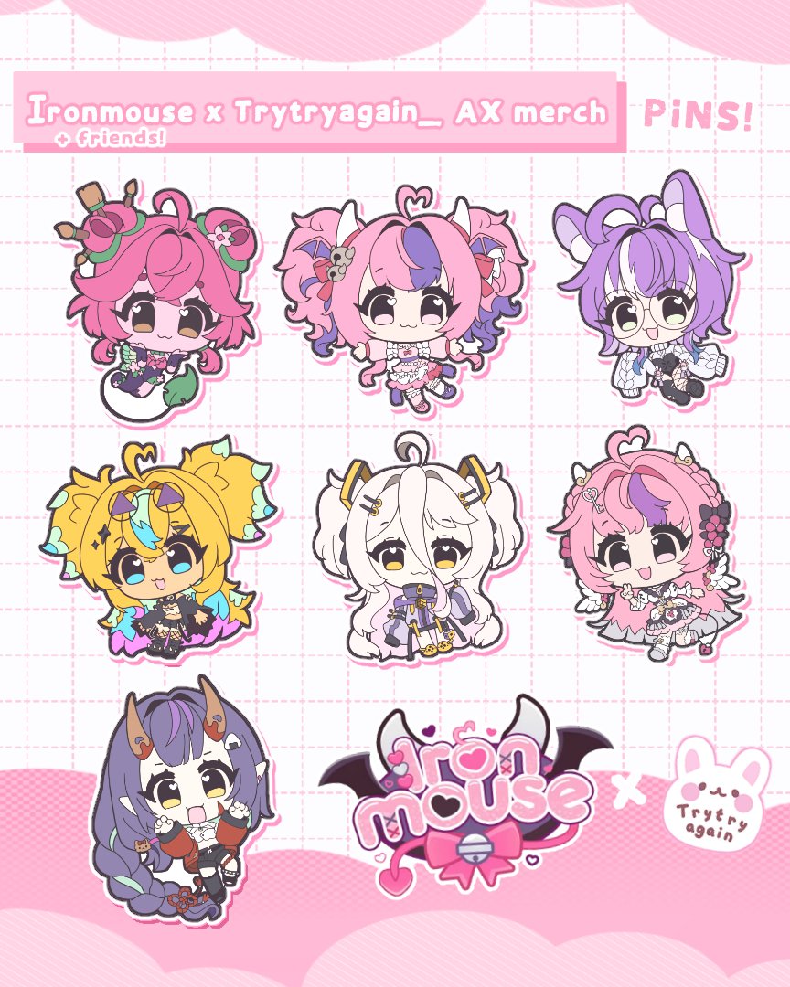 trytryagain_'s tweet photo. I did artwork for some of the merch in Ironmouse’s AX arcade booth! 🥹💕🎀 Such a dream come true! https://t.co/0Ugyac6Ymw