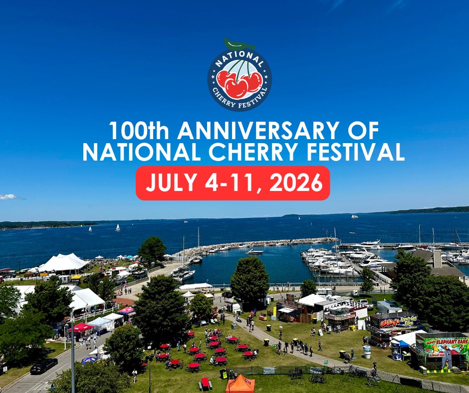 GTResort's tweet photo. Today kicks off the 100th Anniversary of the National Cherry Festival ! 🍒 Learn more about fireworks, entertainment, and activities: https://t.co/6voWs2wS7q https://t.co/Toxs9LrUT7
