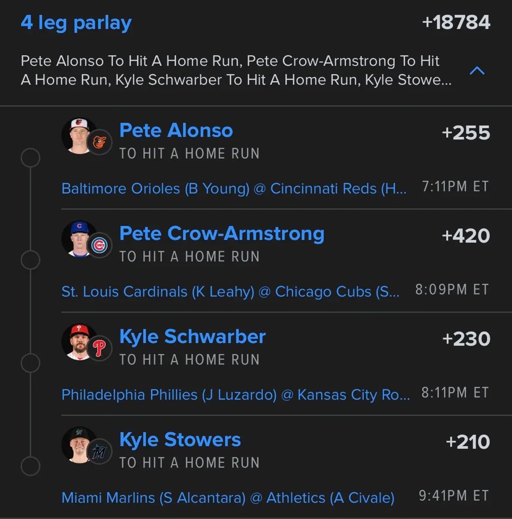 Sloki_Bets_702's tweet photo. How about a little July 4th Magic! 🎆 🎇 💥 🧨 

Pete &amp; Pete 
Kyle &amp; Kyle 

Nothing screams Merica’ 🇺🇸 like a Pete and Kyle Home Run Parlay! 💥 
@playbook https://t.co/pxEkl4aPoI