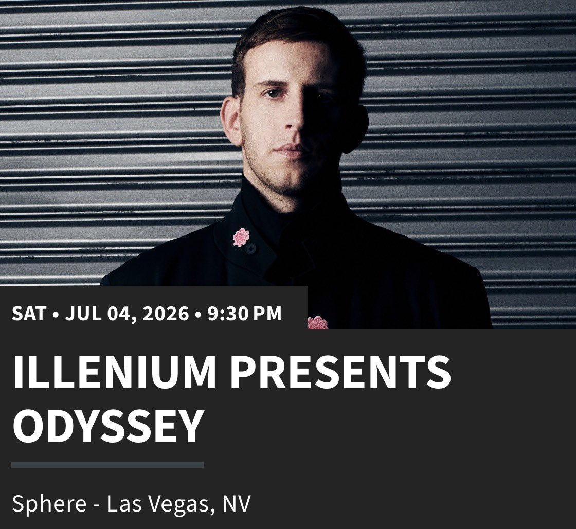 TheRobRyan's tweet photo. Seeing @ILLENIUM tonight at @SphereVegas for the first time, solo.

I need tips, tricks and friends ⚡️ https://t.co/jW13jhJSzD