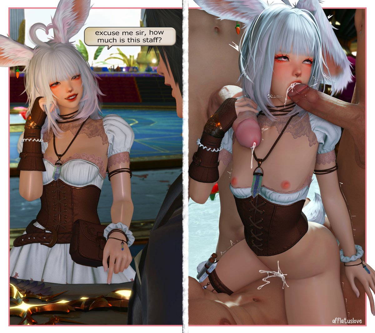afflatuslove's tweet photo. She didn’t have enough to pay the rest.. 🐰😩

#ffxivnsfw | #ffxivlewd | #gposersnsfw https://t.co/DzZcfZmvbm
