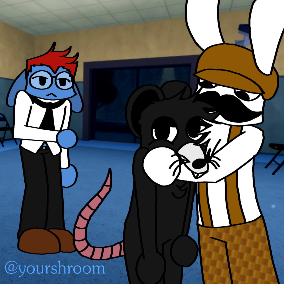 yourshroom_'s tweet photo. I LOVE RATTHEW AND BARNEYY SMM!! First thing I did when I woke up was draw them, I am obsessed rn. They are so freaking cute! WE love them #animalhospital #robloxart #roblox #Ratthew #Ronfromaccounting #Barney #robloxfanart #fanart #animalhospitalart #pfp https://t.co/O722KBg4nA