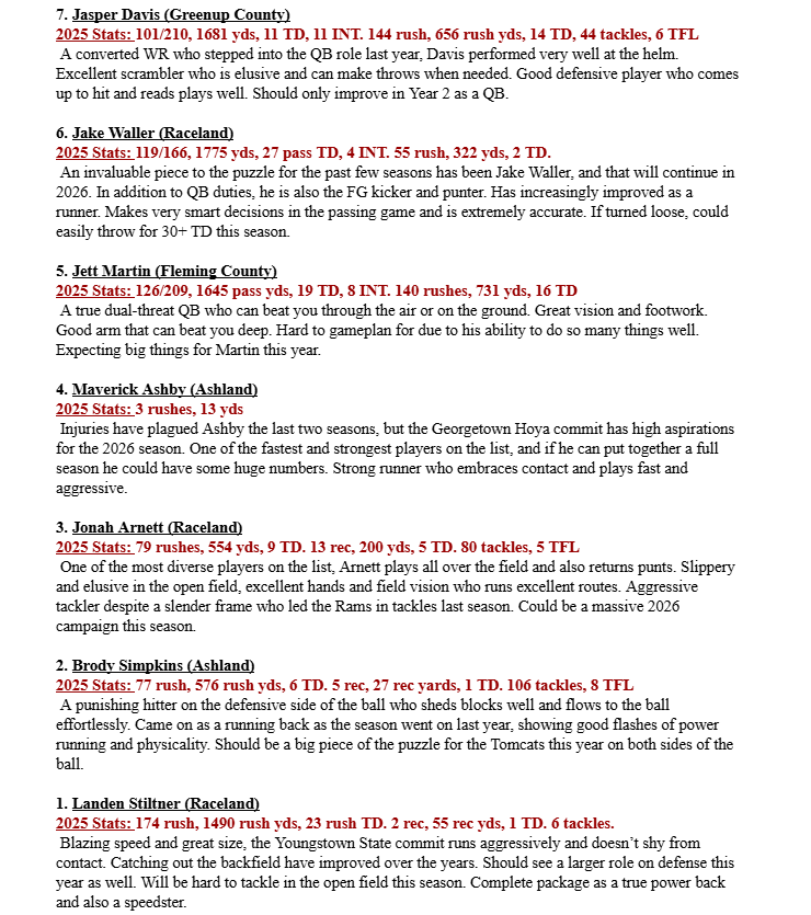 SportstalkR's tweet photo. 🏈 TOP 15 PLAYERS TO WATCH IN 2026 - 16TH REGION EDITON!
(**Note - Several players have transferred in to teams. I have not included players I have not seen play yet. This list is SUBJECTIVE) https://t.co/xO2UM7IXut