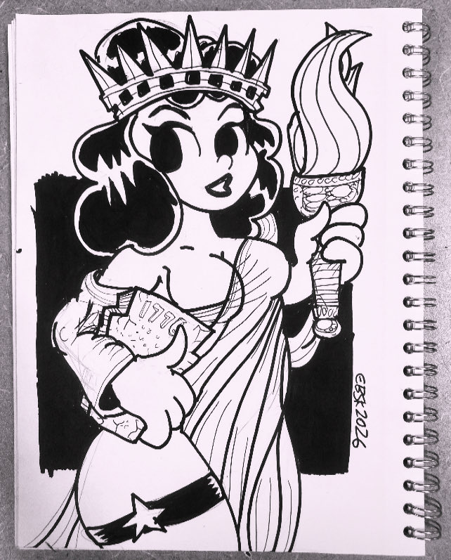 edbot5000's tweet photo. Happy 4th of July! Here a Lady Liberty pinup… 

9x12 marker sketch. 

#4thofjuly #ladyliberty #pinup #sketch #edbot5000 https://t.co/rjARPxx8eK