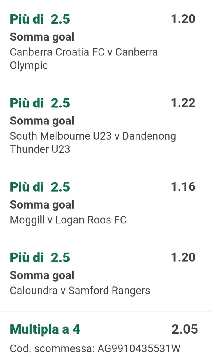 ourbestbets's tweet photo. Sunday, Australia

Over 2.5 acca, 1 unit https://t.co/5iVUocrhXj