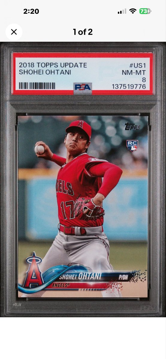 Thatswhack1's tweet photo. @CardPurchaser @jtteaxasaggie Need some advice on this Ohtani I’m considering buying. The one I’m looking at says “pitching in red jersey” the ones I’ve seen online (attached) do not have that naming convention. Is this just PSA coming up with their own name for it? https://t.co/46d87HTee4