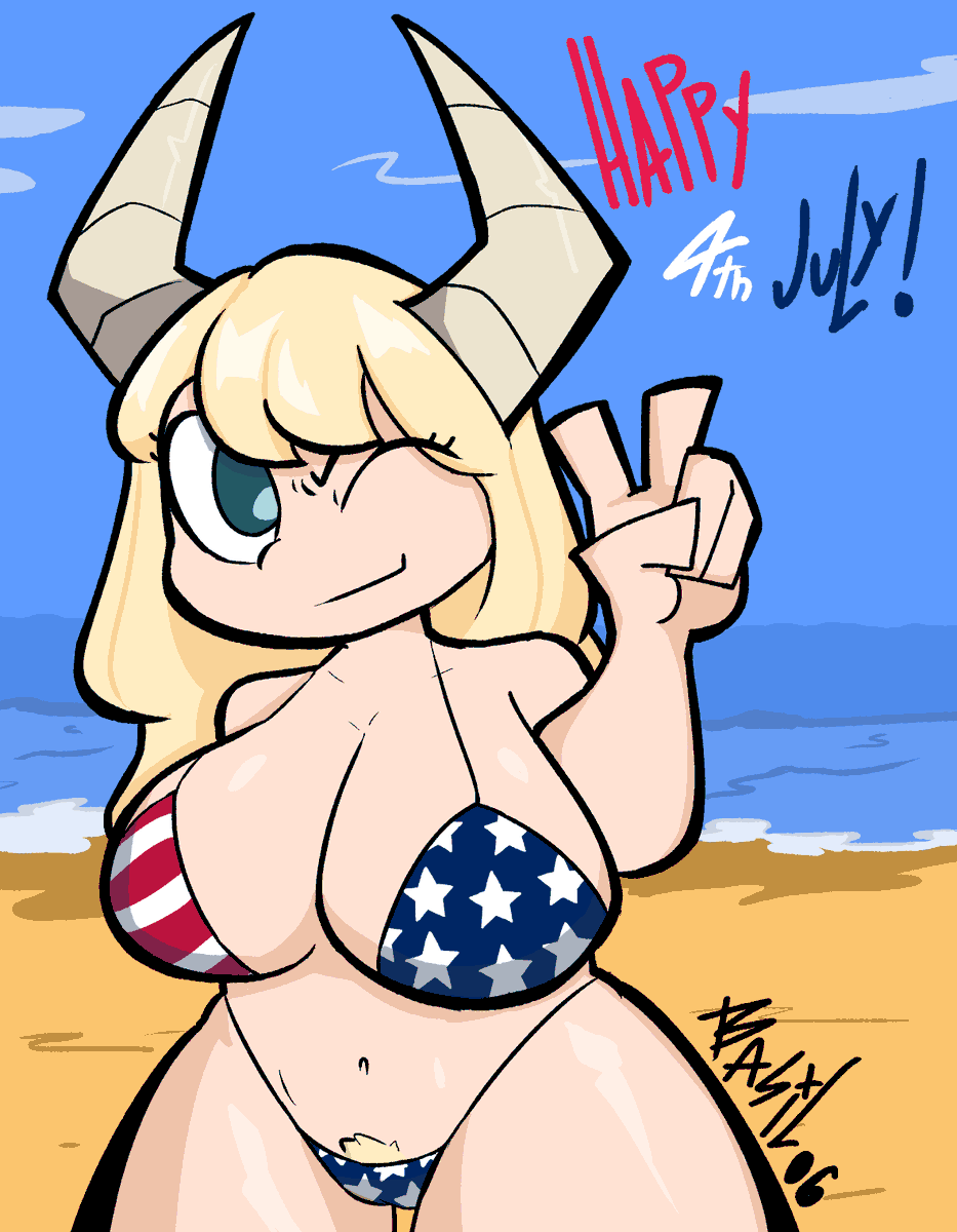 BASIL_WAFU's tweet photo. Pony Tsunotori wishes you a happy 4th of July 🇺🇸❤️ #nsfw #bokunohero #myheroacademiafanart #4thJuly https://t.co/P6eLhkcgeu