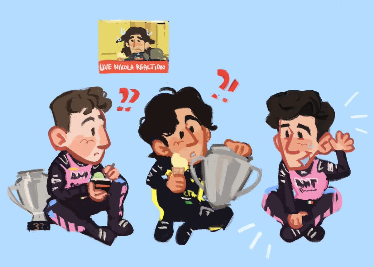 6_ishh's tweet photo. i have been drawing chibi versions of the f2 feature race podium each weekend as tradition :) heres miami, monaco, barcelona and austria (missed canada... ). excited to see who ill be drawing after tommorow! #f2 https://t.co/OlvNmZpycT