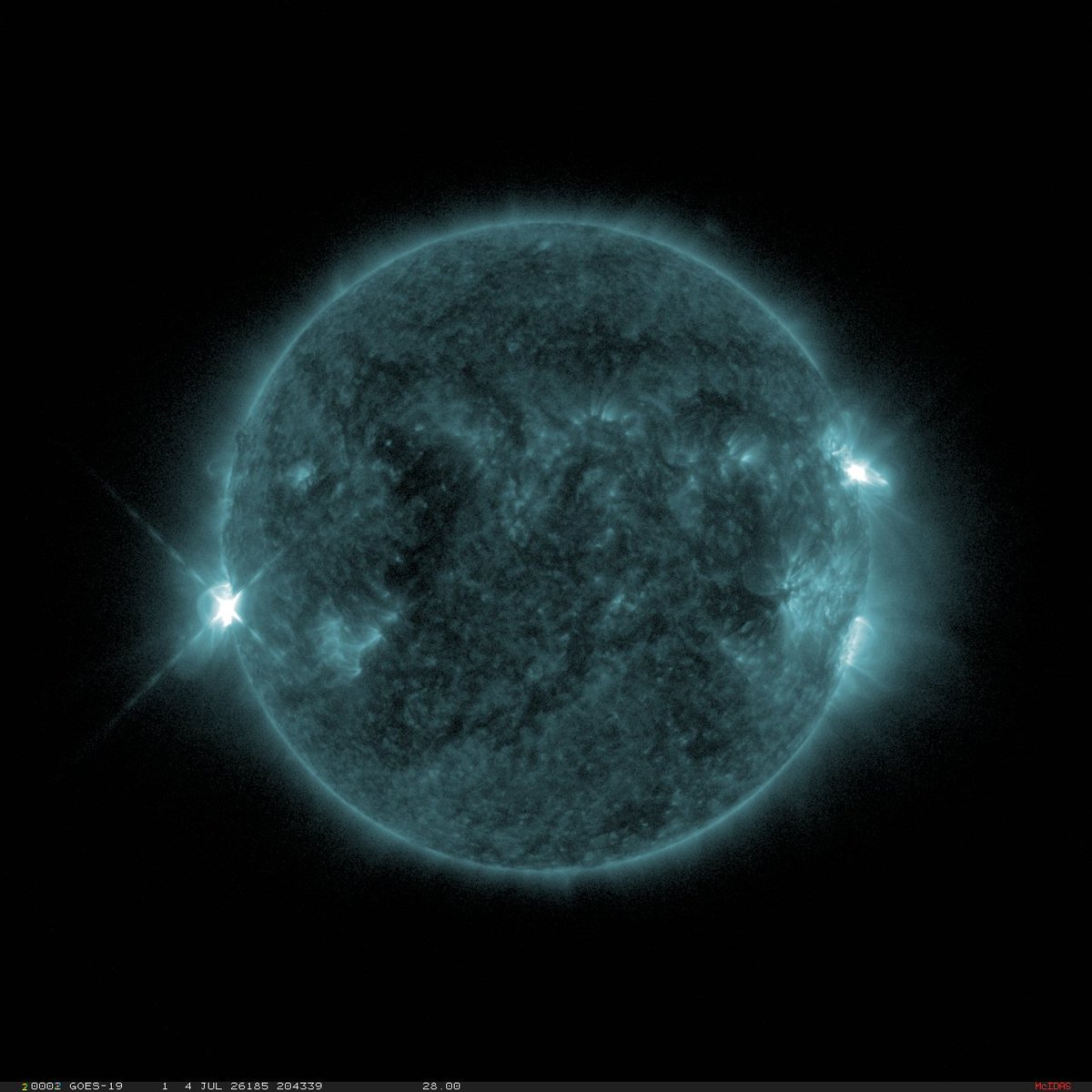 JAtanackov's tweet photo. BOOM! X1.3 flare from an incoming active region on the E limb. That's the complex region that we have been tracking for about a week now. https://t.co/CYDPbiJ6JR