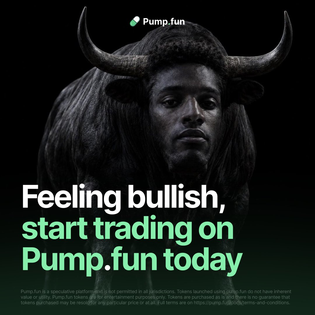 Pumpfun's tweet photo. Horns out. Charts up.

Start trading on Pump Fun today. ⬇️