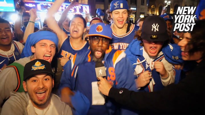 paintsaints's tweet photo. @krassenstein Oh look!
Black and White people celebrating together after Knicks win — in Trump’s America.

Your staged racism is pathetic. https://t.co/Wm10m5fa9m