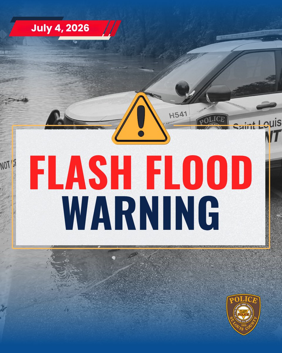 stlcountypd's tweet photo. The National Weather Service has issued a Flash Flood Warning for St. Louis County until 7:30 p.m. https://t.co/Lok6GwNIeG