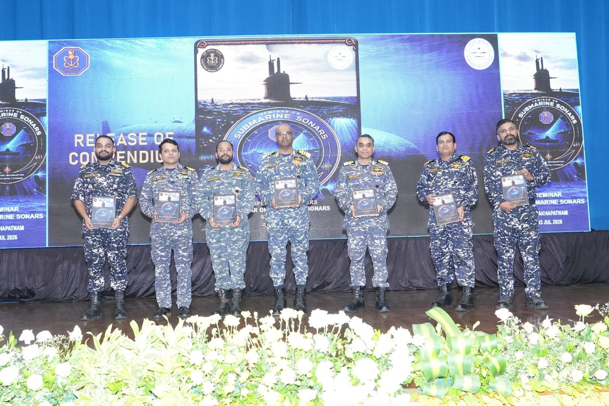 IN_HQENC's tweet photo. A professionally intriguing seminar on “Submarine Sonars – Roadmap for Enhanced Exploitation” was conducted at #Visakhapatnam on 03 Jul by SMHQ under the aegis of #EasternNavalCommand.

Chaired by VAdm Susheel Menon, Chief of Staff, Eastern Naval Command, the seminar brought together industry experts who are spearheading new projects, warfighters who have mastered the art of operating new generation sonars being designed under #AatmanirbharBharat, system maintainers, domain experts from academia, and design institutions. Papers were presented on contemporary topics of  submarine sonar exploitation, HR optimisation of operators, new concepts in database management and incorporation of emerging technologies. A compendium of papers submitted by Indian sonar designers and skilled operators of submarines was also released.

The seminar, steered by Flag Officer Submarines provided a platform for discussing methodology towards advancement in design and built of sonars and technology for data-fusion. 

#IndianNavy #Submarines #FOSM #ASW #Sonar 
@WesterNavalCommand
@SouthernNavalCommand
@SpokespersonMoD 
#UnderwaterWarfare #MaritimeSecurity
#INA
@DRDO_India 
#NPOL
#Keltron