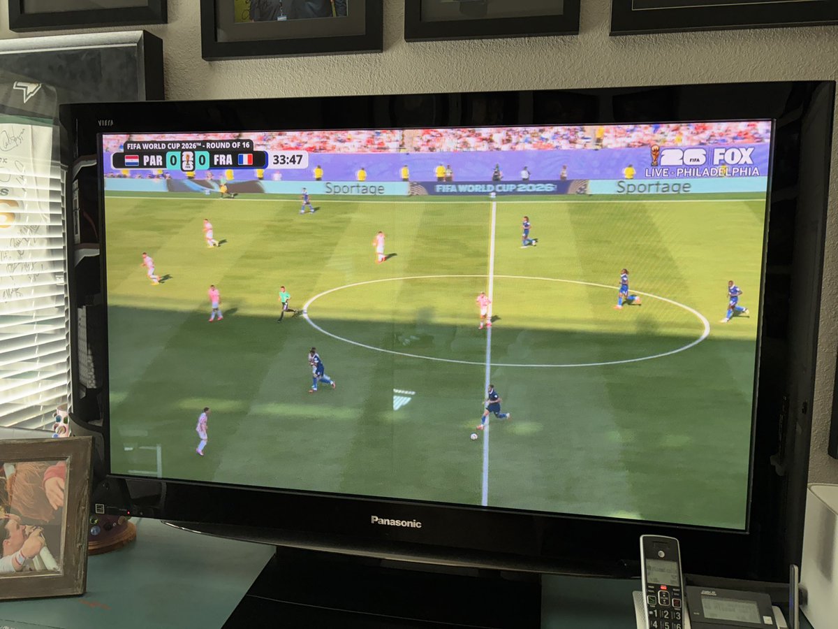 Chris_Hanks5's tweet photo. Watching @FIFAWorldCup match from Philly, #France vs #Paraguay day isn’t complete until #BigDom makes his presence known https://t.co/afia7FnTjD