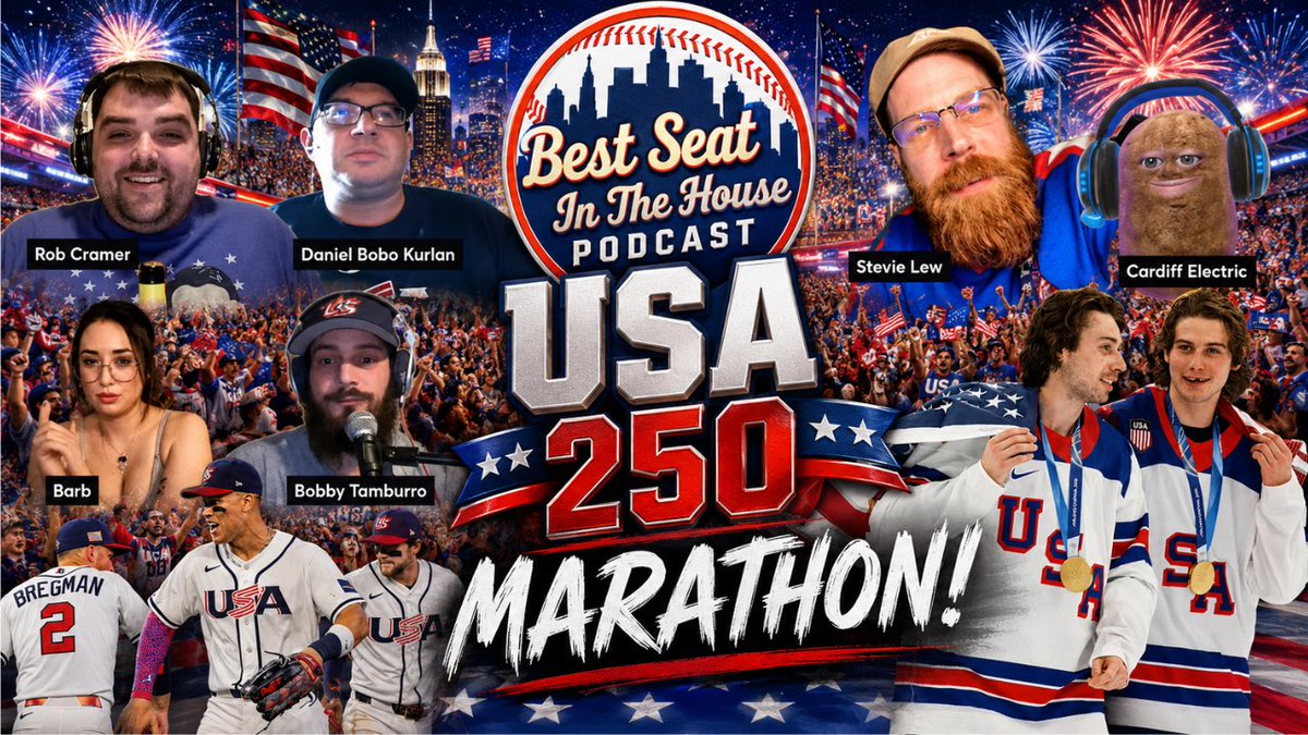 BSITH_Podcast's tweet photo. Tune in tonight at 6pm and catch a #USA250 marathon of our favorite moments from earlier this year when we were joined by great guests such as @StevieLewIsBack, @bobby_tamburro, @Barbvstheworld & @CardiffElect and watched live as the U.S. won Olympic Gold in hockey and played some big games in the World Baseball Classic as well! #Happy4thOfJuly
https://t.co/vCmkxjRcdg