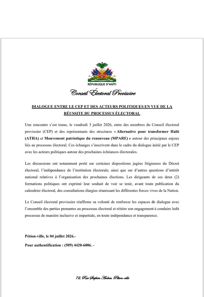 cep_haiti's tweet photo. DIALOGUE ENTRE LE CEP ET DES ACTEURS POLITIQUES EN VUE DE LA REUSSITE DU PROCESSUS ELECTORAL https://t.co/iUS6Gs4NQd