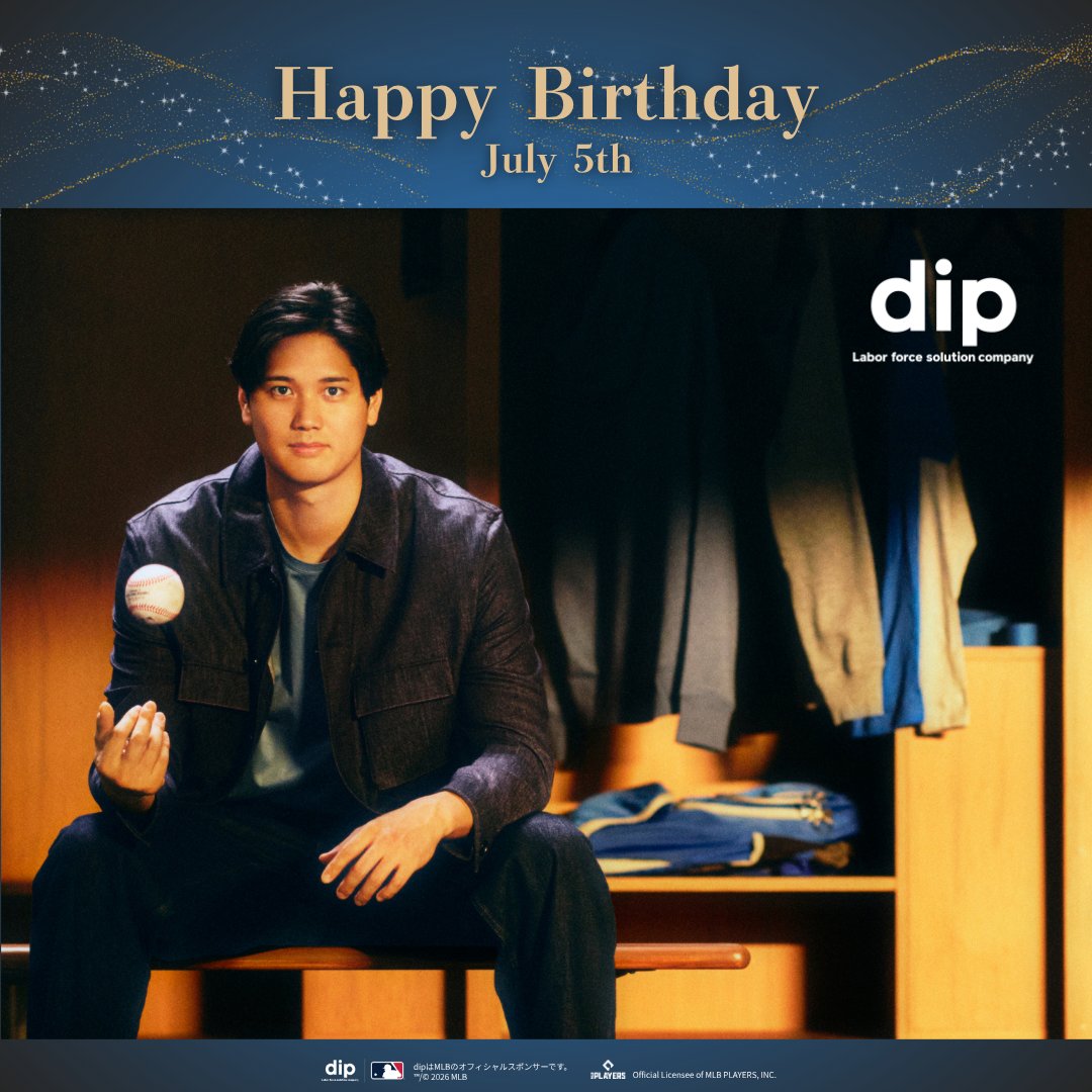 dip_pr_'s tweet photo. ＼ Happy Birthday🎂 ／
大谷翔平選手、32歳のお誕生日おめでとうございます！
3年ぶりに本格的な二刀流としてシーズンに復帰した今季。

ピッチャーとしても、打者としても驚異的な数字を残し、あらためて投打で活躍することが「当たり前ではない」世界で、それを当たり前のようにやってのける大谷選手、本当にカッコ良すぎます…🥹✨

常に記録を更新し、挑戦し続ける大谷選手を、
ディップはこれからも全力で応援していきます！💙

この1年が、さらに輝かしい歴史の1ページとなりますように✨

#大谷翔平 #ShoheiOhtani #ドジャース #ディップ株式会社 #dip
