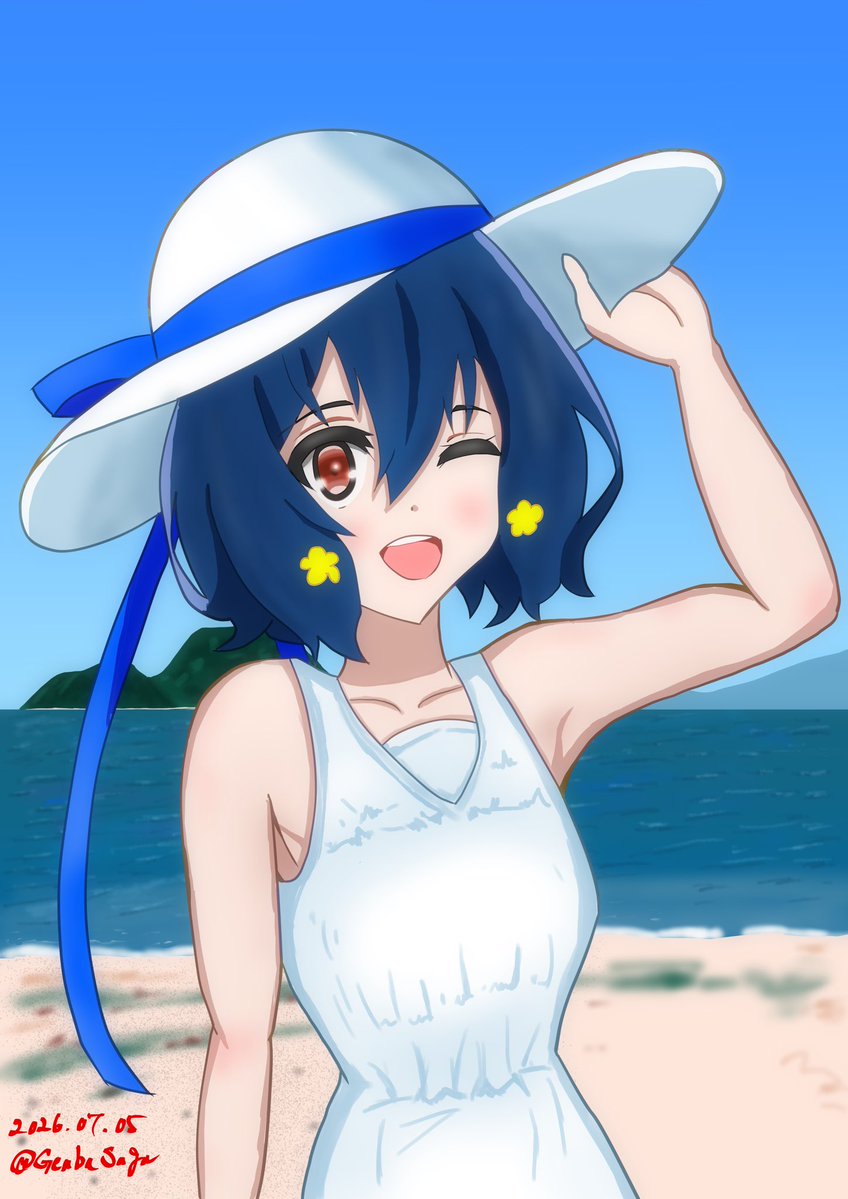 GenbaSaga's tweet photo. 今朝は愛ちゃんが海辺の散策に誘ってくれたんだ…
🌼「ねえ？これなら夏のCMのオファー来てくれるかな…？」

#ゾンビランドサガ
#水野愛 https://t.co/gS20HJQ5wL