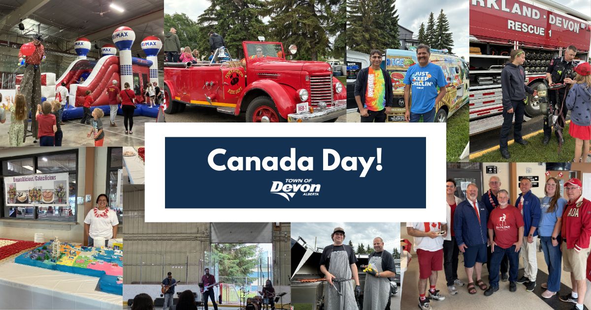 TownofDevon's tweet photo. Thanks Devon! Despite the weather, 1,100+ hot dogs, live music, circus acts, crafts, games, soccer, cake &amp; more made for an unforgettable Canada Day at the GFL Twin Arena! ❤️

A huge thank you to our partners, entertainers, volunteers and everyone who celebrated with us! https://t.co/uMZrhFtJPi