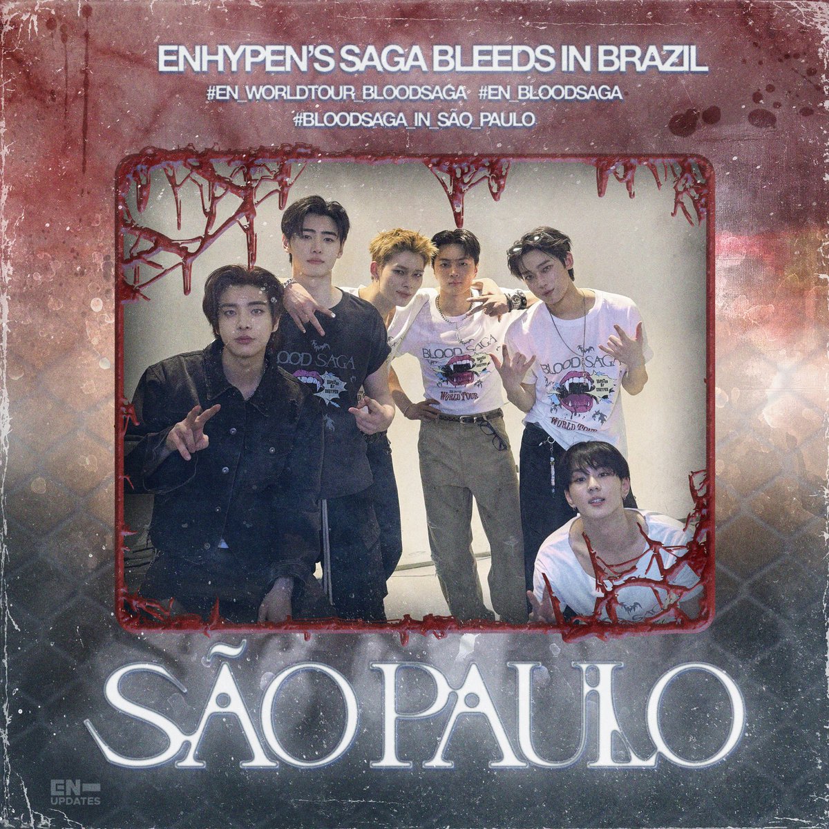 enhypenupdates's tweet photo. From one stage to one hundred, the journey continues. ✨

São Paulo welcomes ENHYPEN as they kick off the American leg of BLOOD SAGA, celebrating their 100th concert in the process. Here’s to another unforgettable chapter. Let’s cheer them on with all our love, ENGENEs. ❤️‍🔥

🔒 700 Replies & RTs

ENHYPEN’S SAGA BLEEDS IN BRAZIL
#EN_WORLDTOUR_BLOODSAGA #BLOODSAGA_IN_SÃO_PAULO #ENHYPEN_100thShow @ENHYPEN_members @ENHYPEN
