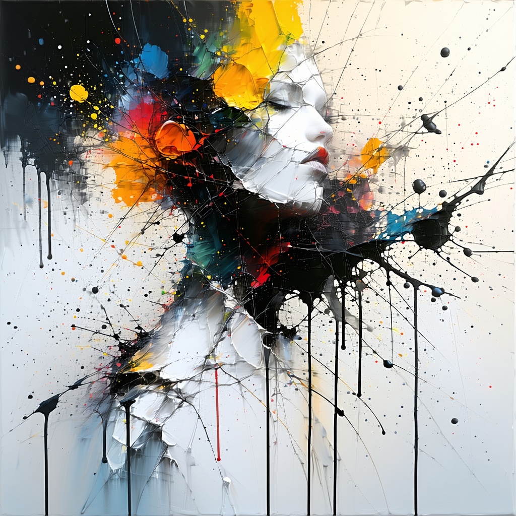 TKemmerling's tweet photo. Stunning abstract art where chaos meets beauty 🎨✨ The explosion of color—vibrant yellows, oranges, blues, and reds—dancing with black ink splatters creates pure emotion on canvas. Art that makes you feel something. #AbstractArt #ContemporaryArt #ArtisticExpression https://t.co/aGb8OkhS04