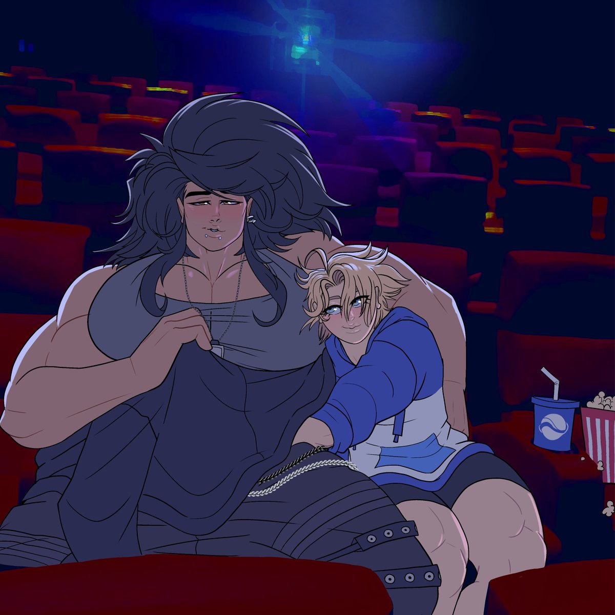 AbyscusDraws's tweet photo. Nothing to see here, just a couple cuddling in the movie theater https://t.co/Ho2mQEKM2A