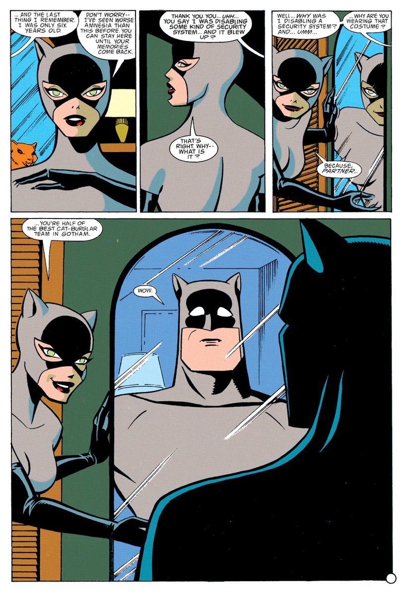 worldsfinest's tweet photo. The Batman Adventures #35 hit shelves this month (on July 6) in 1995 from DC Comics! Written by Kelley Puckett with art by Mike Parobeck, this comic's three-part finale continues with Catwoman deciding to take advantage of Batman's memories being stripped away! #BatmanTAS #Batman https://t.co/z1mzDouAqA