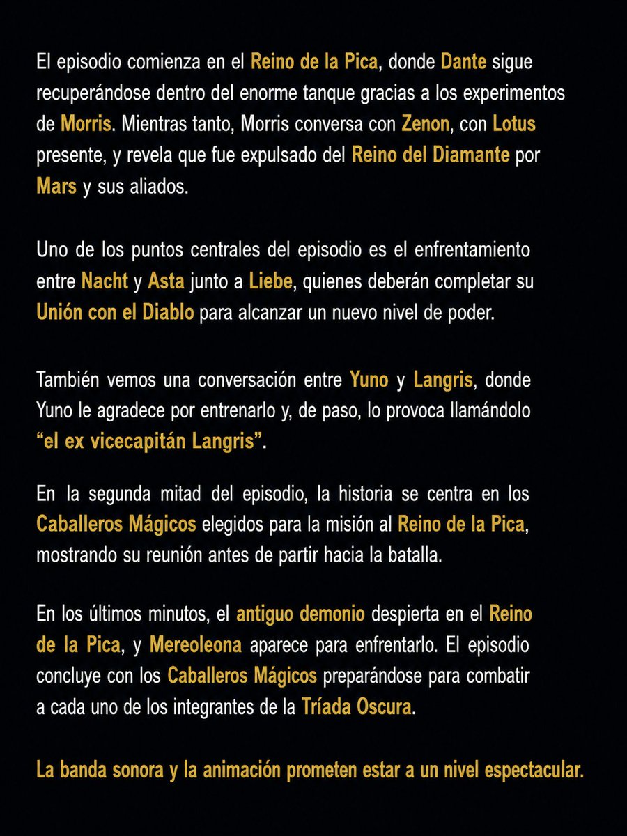 CloverEspanol's tweet photo. Acá les dejo el resumen del primer capitulo de la segunda temporada de Black Clover.

Cabe aclarar que este primer episodio fue presentado durante la AnimeExpo, aunque eso sí, no fue presentado ni opening ni ending.

#BlackClover https://t.co/HPHPAYFMxO