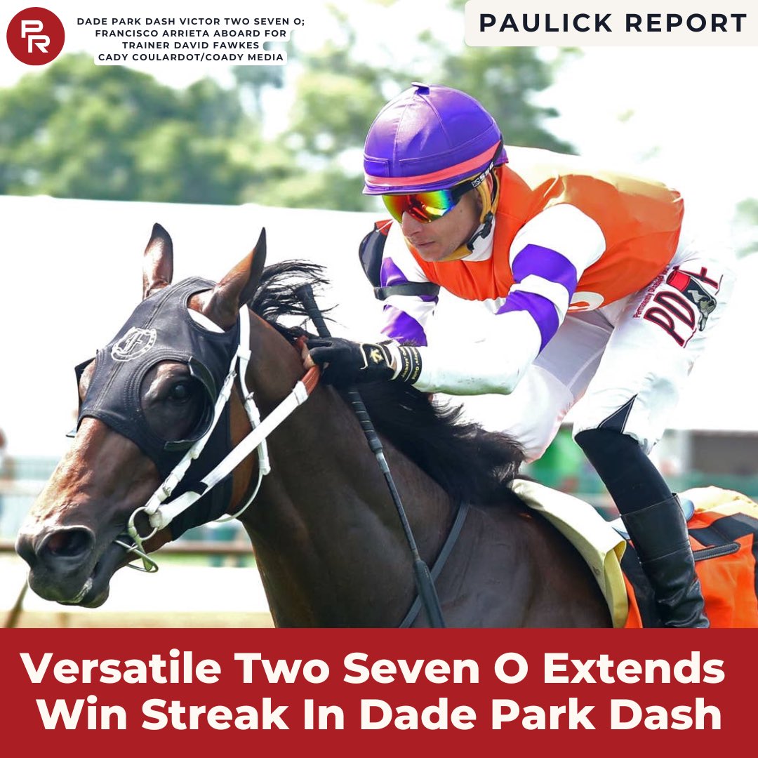 paulickreport's tweet photo. Dialed In gelding, who won his first stakes last time out on dirt at Oaklawn, took to the turf at Ellis Park and was a comfortable winner.

More: https://t.co/1kaxW9yyep https://t.co/4vdGEqX45j