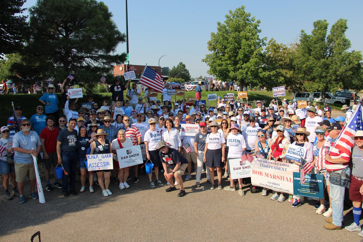 pweiser's tweet photo. Happy July 4th, Colorado!  I celebrated in Highlands Ranch and Park Hill, joining great parades there, shaking hands, kissing babies, and honoring our nation’s core values. https://t.co/s9676hRA2K
