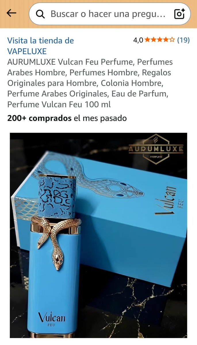 unalcaldenegro's tweet photo. @luisjordao_ Hola, 
En Amazon me apareció el Vulcan Feu de French Avenue pero la marca era diferente, Aurum Luxe. 
¿Sabrías porqué? https://t.co/3QLCpzvNSw