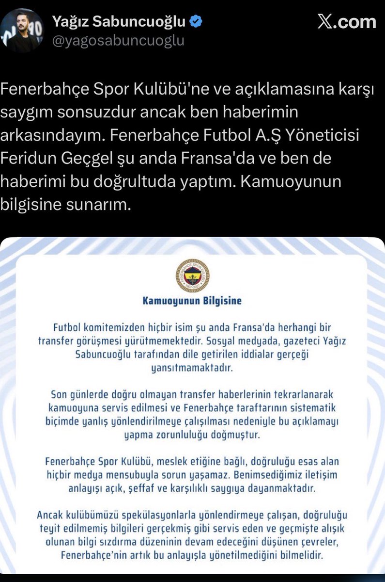 gamzemidesem's tweet photo. Yağız Sabuncuoğlu, bir uyanık senmişsin gibi hareket etme. Üç kuruş kazanacağım diye kulübün transferini zora sokacak maliyeti artıracak yol izlemek menajerlere alan açmak meslek etiğine aykırı olmasının yanı sıra Fenerbahçe’ye zarar vermek demek. Bir duruşun meslek onurun olsun. https://t.co/To1dpyqaFC