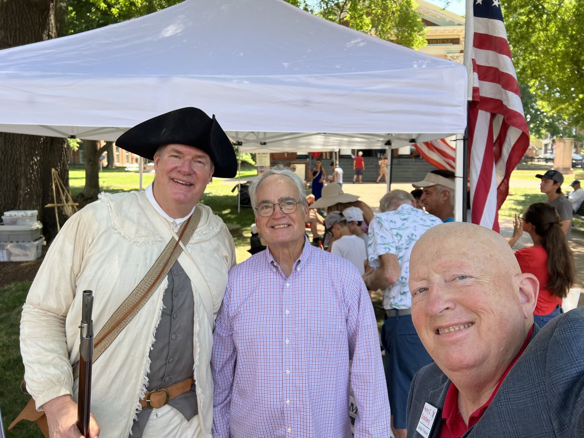 HenryForVA's tweet photo. Happy 4th of July!

@DelegateHiggins and I had a wonderful time in Leesburg seeing history up close and personal!  Joined by @Chap4Sheriff and Loudoun Clerk of the Circuit Court, Gary Clemens.  Many thanks to Clerk Clemens’ team and all the volunteers for an amazing set of exhibits.

#250thCelebration
#July4th2026
#250thCelebration
#DAR