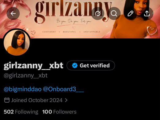 girlzanny__xbt's tweet photo. 100 followers already? 🥹💜
Thank you for every follow, like, and repost. I'm just getting started, and I'm so excited for this journey in Web3.
Next stop, 1K. 🚀✨
#Web3 #girlsinWeb3 https://t.co/pwWIgKEhcN
