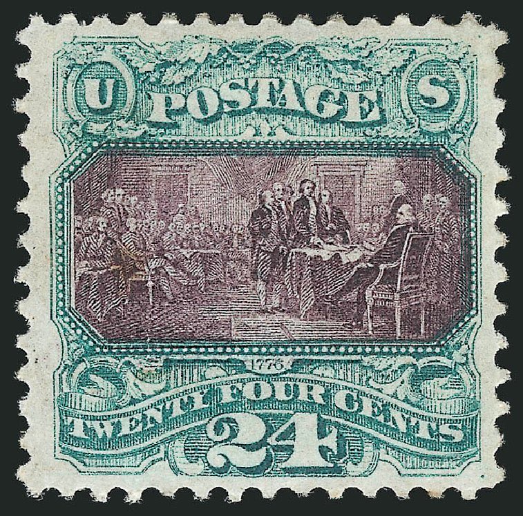 GetStampKeeper's tweet photo. Scott #120 (1869). An engraving the size of your thumbnail, carrying 42 founders and 250 years of consequences.

Happy Fourth, America. 

#philately #history #july4 https://t.co/BYRbTMtYtO