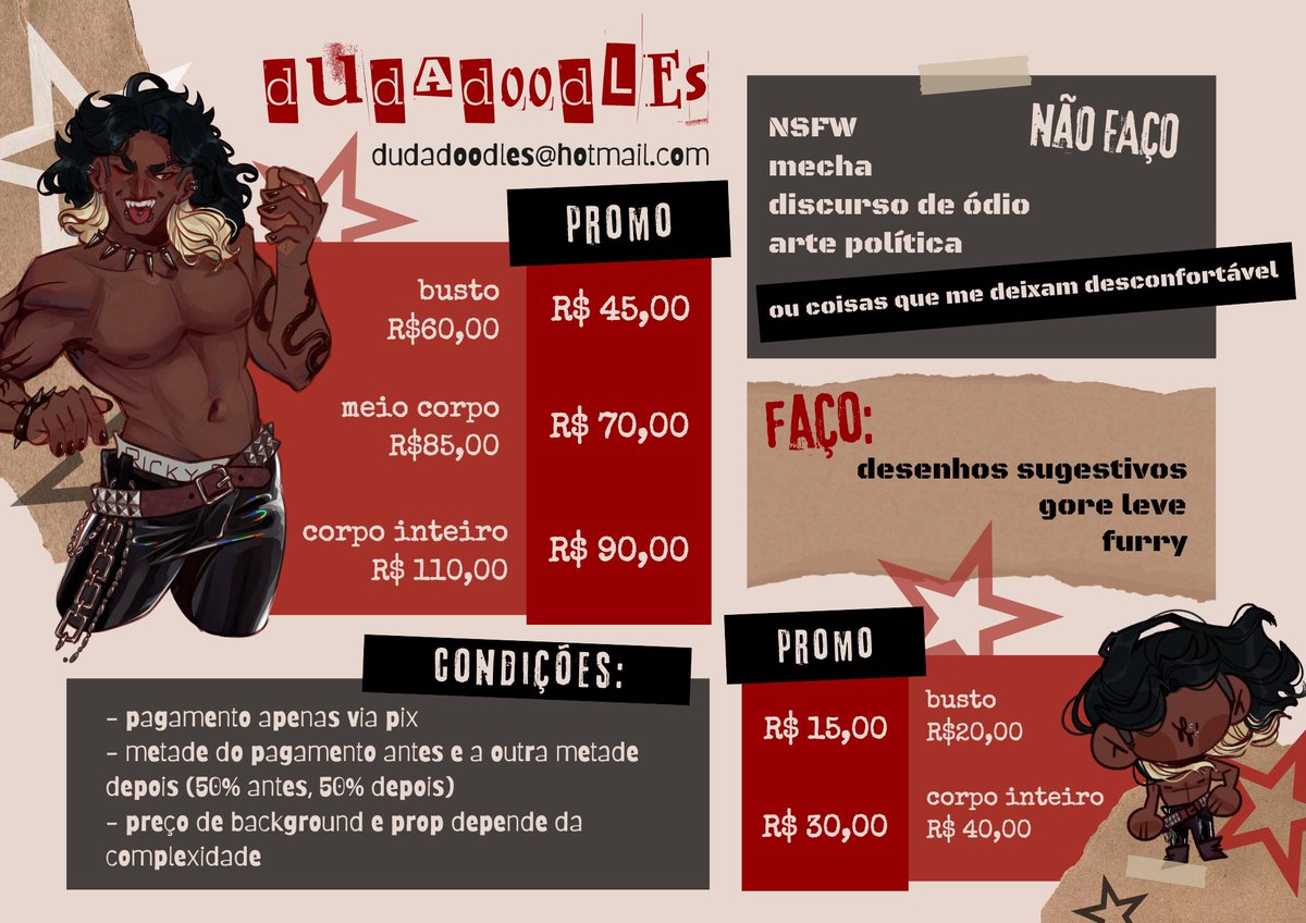 dudadoodles's tweet photo. 🚨PROMOÇÃO DE COMMISSIONS🚨

artes para vocês em promoção!! se puder dar uma forcinha para este universitário com encomendas e/ou rts eu agradeço muito!! :) https://t.co/epXltStdeT