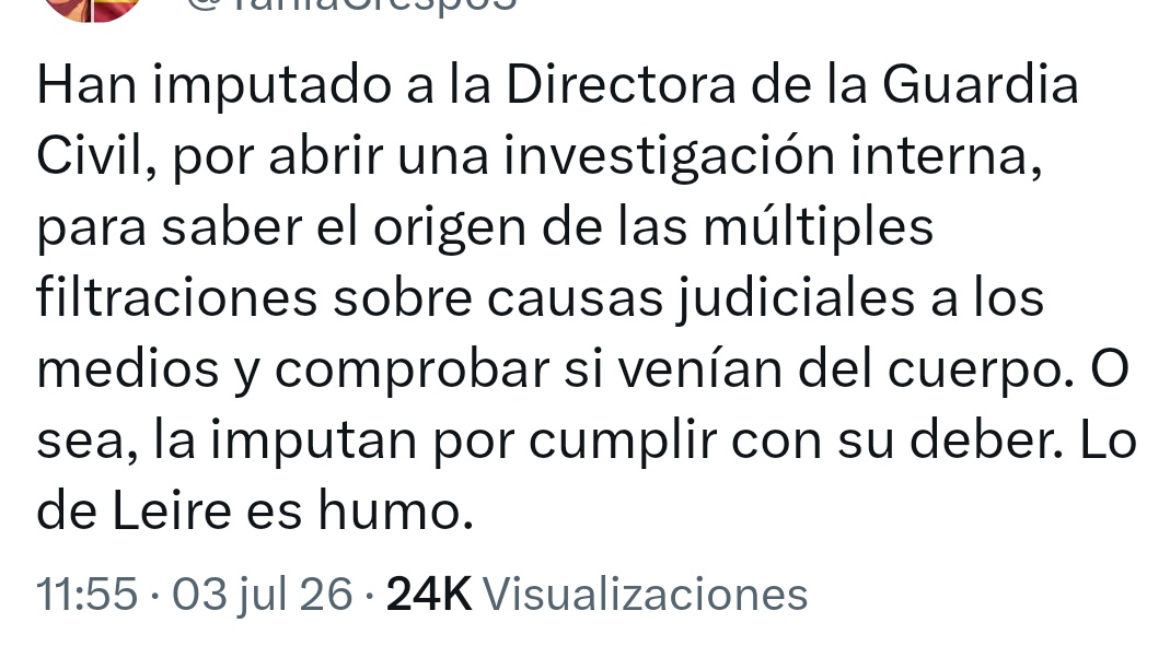 Maximariana1's tweet photo. @LolaIzquierdoM La directora de la guardia civil está haciendo bien su trabajo
La UCO patriota y la kitchen siguen vivos, tapando la corrupción del PP y atacando a sus rivales. https://t.co/VicDVAXfFq