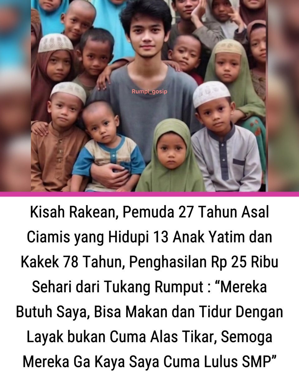 mulkanjabariyan's tweet photo. MasyaaAllah...
Trnyta untuk menghidupi anak yatim tidak perlu anggaran yg banyak sampai milyaran, semua berawal dari niat dan keikhlasan.

Penghasilan 25rb dari seorang Rakean(27th) Allah lipat gandakan dan cukupkan nilainya sehingga mampu menghidupi dirinya sendiri serta 13 anak yatim dan 1 orang kakek berusia 78th.

Ini adalah matematika Allah yg tidak bisa ditembus oleh otak manusia..