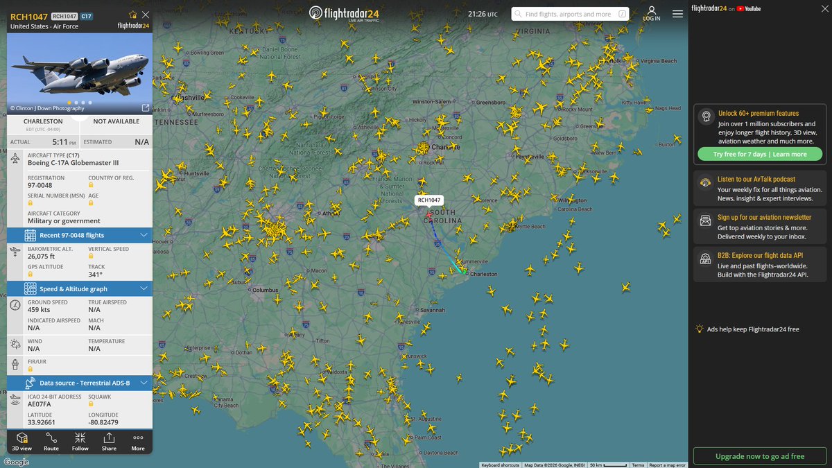 AIYeyENGDdJkjTr's tweet photo. July 5, 2026
#Wright-Patterson AFB, Ohio #Joint Base Charleston #Miami-Opa Locka Executive Airport #Meadows Field Airport, Bakersfield #Joint Base Charleston ==> #Wright-Patterson AFB, Ohio
#RCH1047 #AE07FA USAF C-17A Globemaster III https://t.co/8BhIX3ku2V