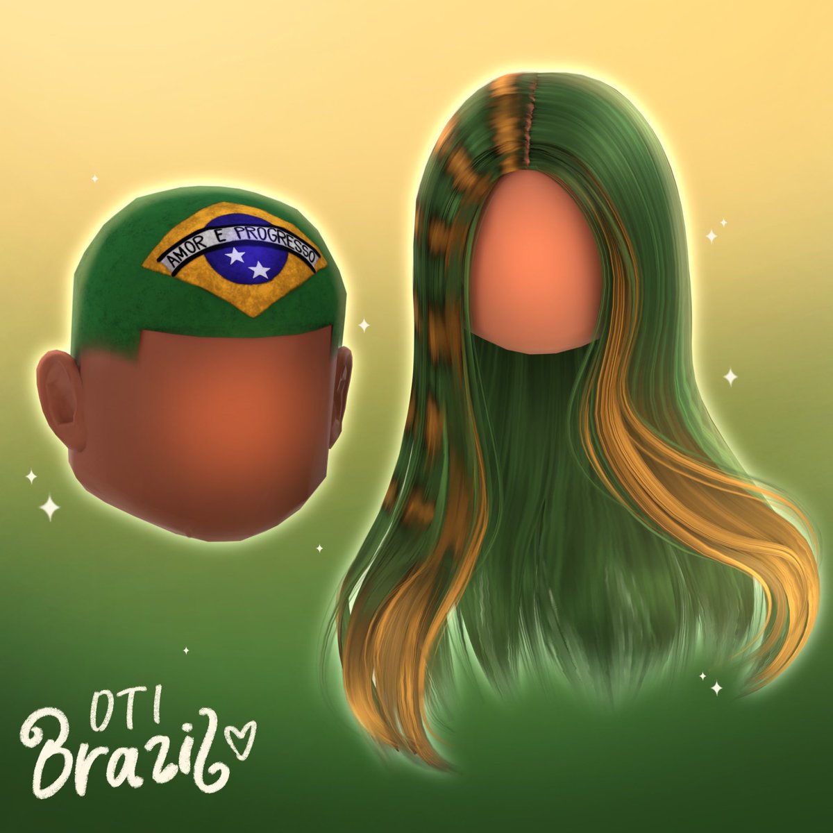hunidews's tweet photo. Hairs I did for the Dress to Impress Brazil Update! Hope everyone enjoys the update ! 🌞💕💕🇧🇷 https://t.co/yb24u6nA39