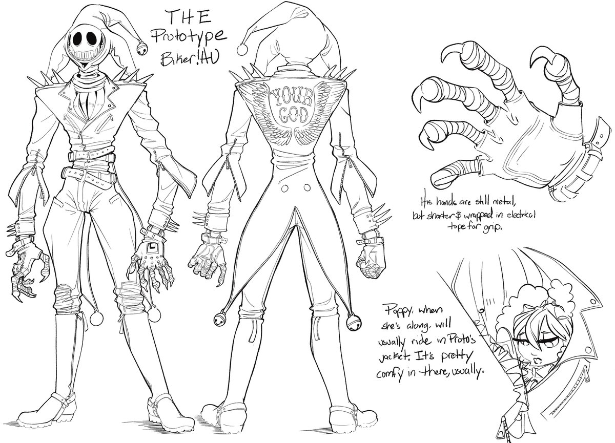 morbid_fantasie's tweet photo. Here is a reference for both myself and for the others who have been asking for something like this. I really like his silhouette. His outfit is both protective and a reflection of his style :). 

And Poppy is so cute I love her.

#Prototype1006 #PoppyPlaytime https://t.co/7J85XZOXxT