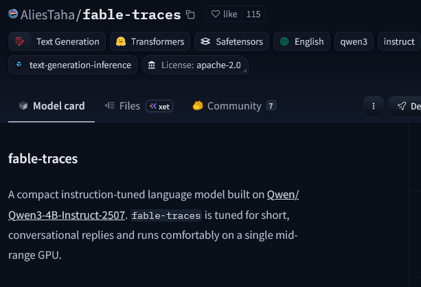 0x0SojalSec's tweet photo. Turns out the student is not bounded by the teacher.
The funniest AI model drop, This model fine-tune on distilled Fable-5 traces for god-tier coding agent,

distilled 2.3M Claude Fable 5 traces into a 4B model

- 100% self-consistency
- 0.00 bits output entropy
- zero hallucination variance

the hottest new model on Hugging Face.
It's 4B and It's trained on Fable-5.