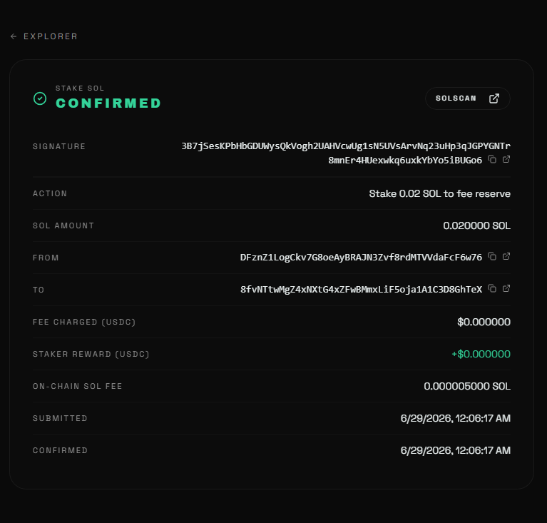 nurnetwork_'s tweet photo. Introducing the Nur Explorer.

Every transaction processed through Nur Network is indexed and displayed with protocol-specific details, including staking rewards, USDC fees, and underlying Solana execution.

https://t.co/4wH5rqkIz8 https://t.co/lDQhZltAvj