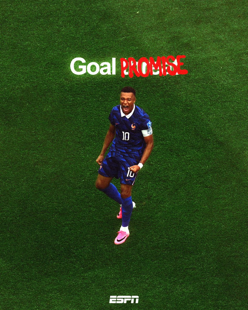 ESPNFC's tweet photo. Expected at this point. Kylian Mbappé knockout stage goals 🔥

HE'S HIM! https://t.co/cT11TyFMWq