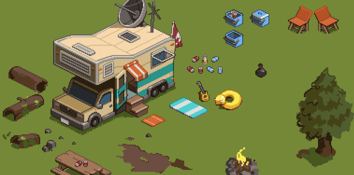 zjdelicious's tweet photo. Old isometric practice of camp stuff #pixelart https://t.co/2nhpP4cRFi