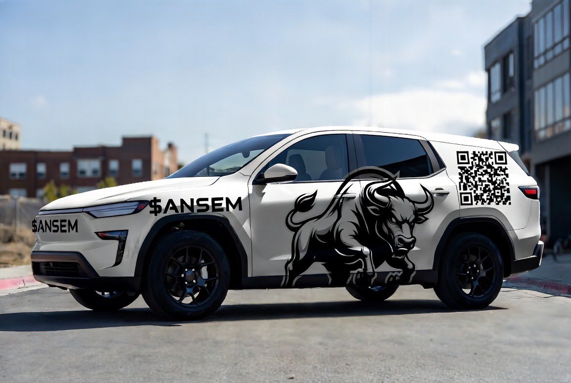 Geritayusni's tweet photo. $ANSEM wrapped cars concept.. who’s funding the first fleet? 🚗🐂 QR scans straight to the trenches.. 👀 let’s get the whole world wondering and checking who the Black Bull is 🐂@blknoiz06 https://t.co/mhqC0HjlQE