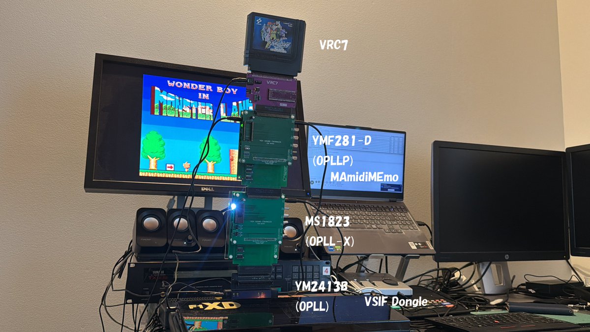 emef2247's tweet photo. OPLL, OPLLP, OPLL-X, VRC7、全て本物のチップで鳴らせるようになりました!MSX!素晴らしい!!
#MSX #いっぱいOPLL #OPLLTower https://t.co/AnlMlYTmwy