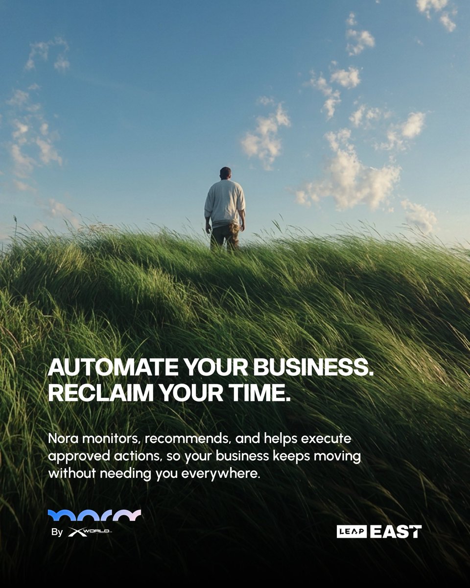 XWORLDLTD's tweet photo. Stop watching dashboards. Start moving your business forward.

Meet NORA by XWorld LTD the AI Operating System that turns business data into insights, strategy, and action, so you can focus on growth.

#NORA #AI #XWorld #LEAPEast2026 https://t.co/CZqu6MqLR2